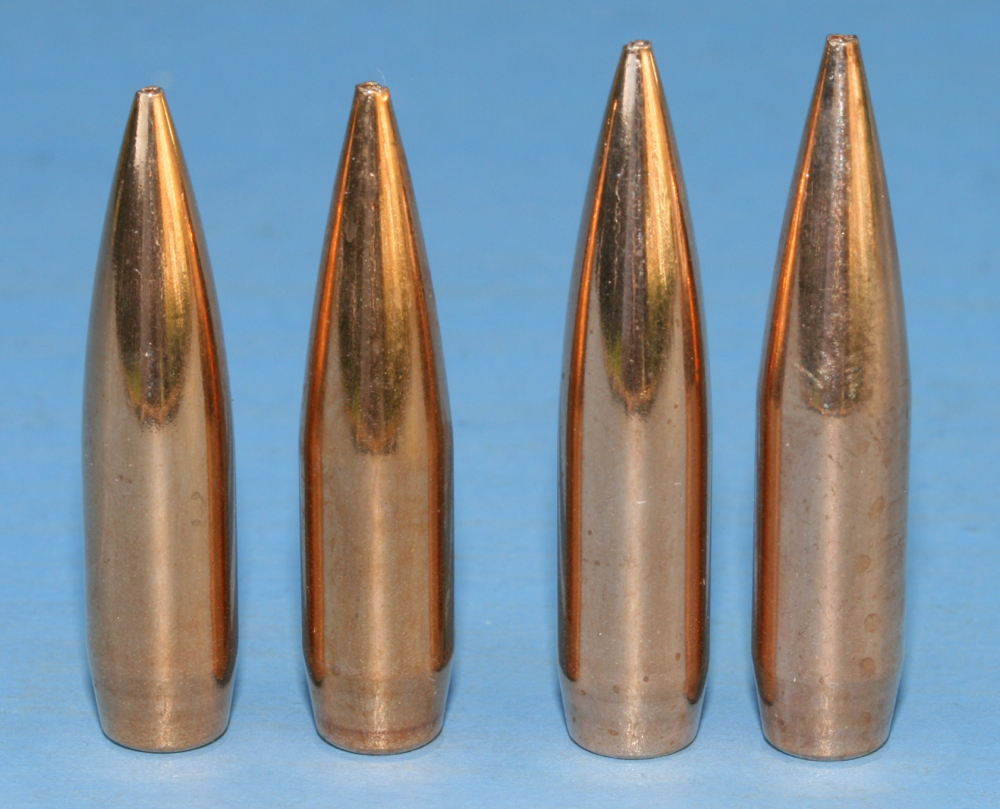 Berger VLDs and LRBTs – 185gn (left) and 210gn. VLDs (right side of each pair) are often in stock while the LRBTs are on back-order