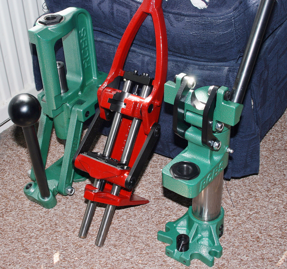 The threesome: RCBS Rock Chucker Supreme; Forster Co-Ax; RCBS Summit.