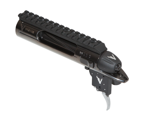 The Victrix action and trigger - this one’s right-bolt, left-port but other configurations are offered