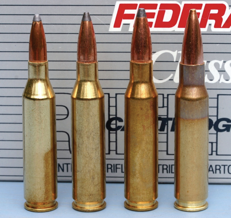 The versatile 308 Win ‘family’ finally acquired a 6.5mm version in 1997, 40 years after the 6mm (.243 Win) variant was introduced. Left to right: .243 Win, .260 Rem; 7mm-08 Rem; .308 Win. 